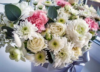 bouquet of ranunculus and chrysanthemum flowers