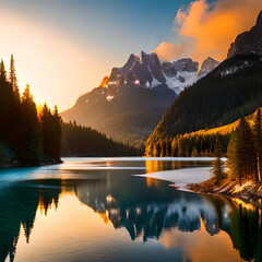 Fototapeta premium sunrise over the lake