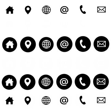 Set Of Png Icons Including Home Button,location Pin,globe,at,call,phone, Message App Icon.General Mobile Settings App Icons.