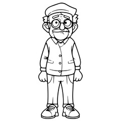 Obraz premium elderly man, old man, Cute elderly man outline vector illustration