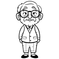 Obraz premium elderly man, old man, Cute elderly man outline vector illustration