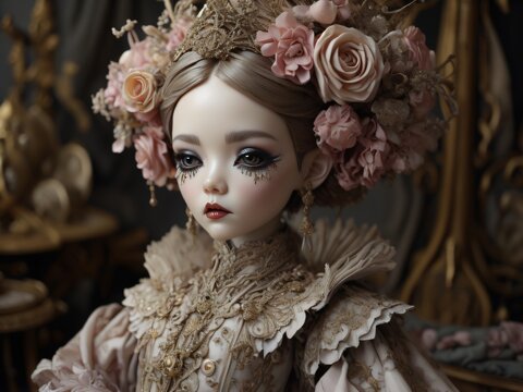Generative AI ball joint doll, barocco style