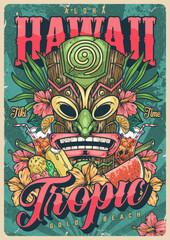 Hawaii tropical food colorful poster