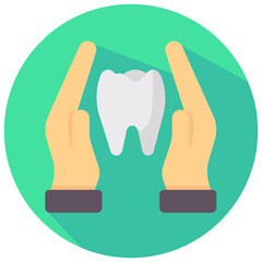 tooth care round flat vector icon