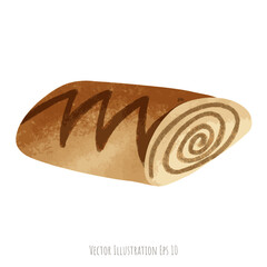 Roll cake hand drawn, isolated on white background  ,vector illustration EPS 10