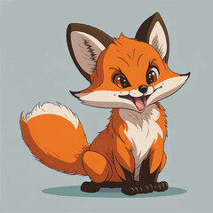 cartoon cute fox sitting smiling