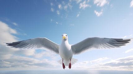 Giant seagull in white background . generative AI
