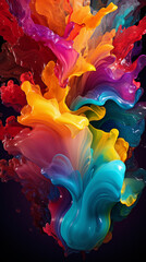 Obraz na płótnie Canvas Rainbow liquid swirl. Colorful paint splash. Colored waves background. Generative Ai