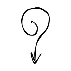 arrow question drop down doodle line icon