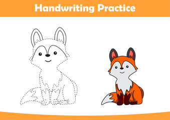 Practice handwriting. tracing lines and coloring foxes for children