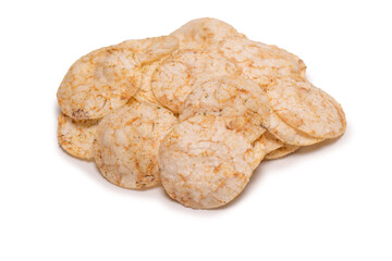 Rice chips isolated on white background.