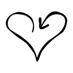 heart arrow icon doodle element black white