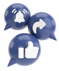 Like share subscribe icon. 3D illustration.