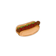 hot dog with mustard and ketchup