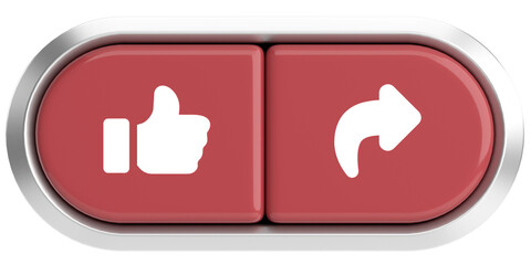 Like and share button. 3D illustration.