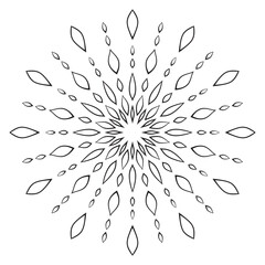 Flower mandala coloring page. Simple symmetric floral shape for mindful coloring