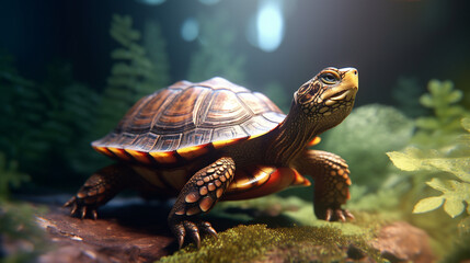 Obraz premium turtle on a rock HD 8K wallpaper Stock Photographic Image