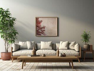 Home mockup in Living Room Interior Background 3d, Mockups Design 3D, High-quality Mockups, Generative Ai