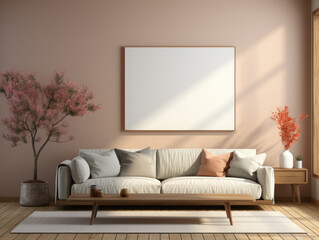 Home mockup in living room Interior Background 3d, Mockups Design 3D, High-quality Mockups, Generative Ai