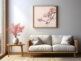 Mockup frame in home Interior Background, Mockups Design 3D, High-quality Mockups, Generative Ai