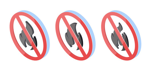 No fire vector icons in flat style
