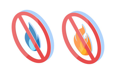 No fire 3d icon in isometric view.