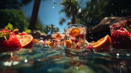 Sun-kissed Bliss: Dive into a Vibrant Pool Party Paradise,illustration,created with Generative AI Technology