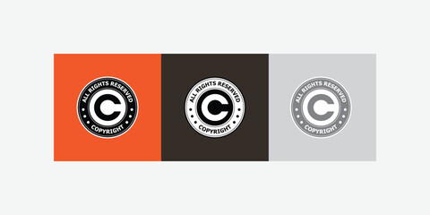 all rights reserved copyright badge icon, stamp, logo, emblem, symbol, sign, button, isolated vector illustration. moderen and latest design.