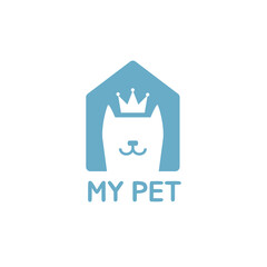 Cute dog in the house logo desgin