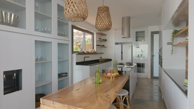 Interior of a modern kitchen in a new house. Nobody inside