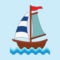 Vector Yacht On the Sea