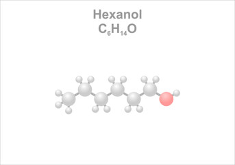 Simplified scheme of the hexanol molecule. Odor is described as pleasant and sweet. 