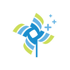 Simple flat cute Windmill logo