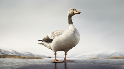 Fototapeta premium goose on snow HD 8K wallpaper Stock Photographic Image