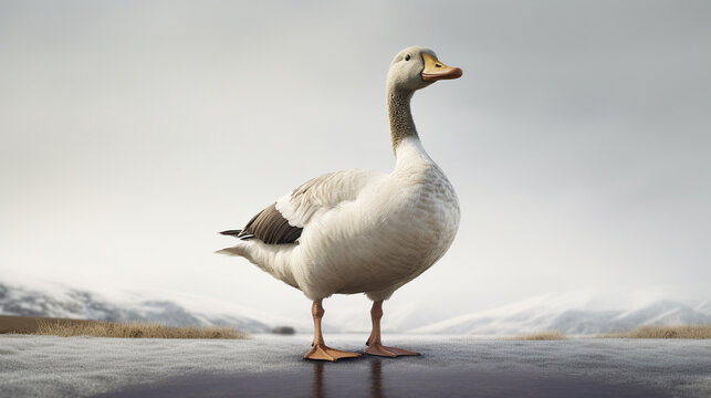 goose on snow HD 8K wallpaper Stock Photographic Image