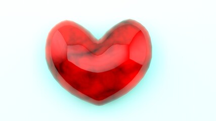 3D RENDER GLOSSY LOVE HEART SHAPED