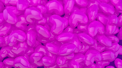 3D RENDER GLOSSY LOVE HEART SHAPED FALLS DOWN AND SPRED