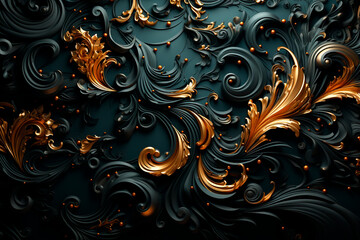 Beautiful abstract floral background. Colorful flowers and leaves on black background.generative ai