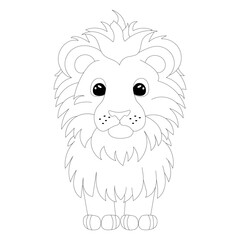 lion vector drawing contour coloring book
