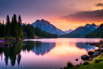 sunrise over lake Generated AI