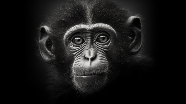 monkey head close  up HD 8K wallpaper Stock Photographic Image
