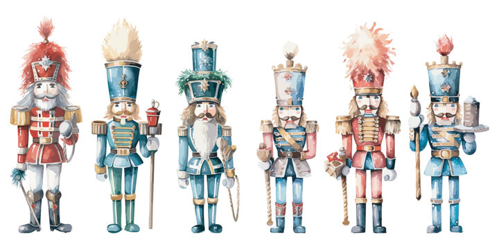 watercolor Christmas Nutcracker clipart for graphic resources