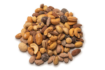  A group of almonds, pistachios, walnuts, macadamia, cashews.