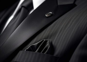 Closeup black suit for businessman, Generative Ai