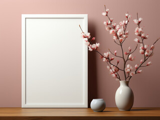 Mockup frame in home Interior Background, Mockups Design 3D, High-quality Mockups, Generative Ai