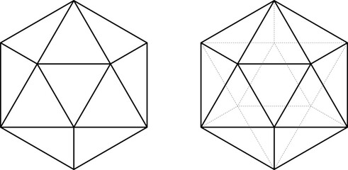 outline regular Icosahedron set vector