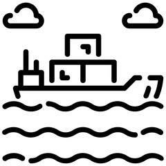 Obraz premium shipping ship outline vector icon