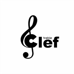 Fototapeta premium Vector illustration. Treble clef word logo design with its unique symbol with letter C.