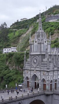 las lajas church from afar near the city of pasto in colombia