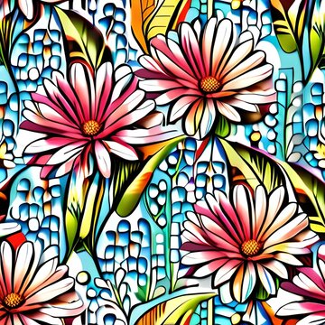 Flower pattern, seamless, pastels
